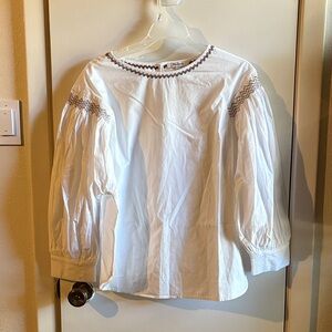 Madewell White Blouse with Embroidered Details Sz L